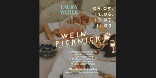 Ein Weinpicknick mit erfrischenden Getränken und köstlichen Speisen. Inspiriert von sommerlicher Atmosphäre und Genuss.