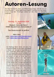 Ein Plakat zur Autorenlesung mit Informationen über den Autor Holger Schmidt. Es zeigt Details zum Event, einschließlich Ort, Datum und Zeit.