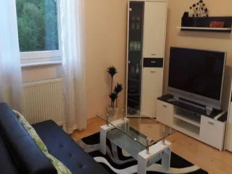 Wohnbereich mit Schlafcouch Apartement 3 OG