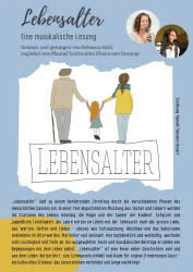 Eine Einladung zu einer musikalischen Lesung namens "Lebensalter". Die Veranstaltung wird von Rebecca Dahl gelesen und gesungen, begleitet von Manuel Lothschütz.
